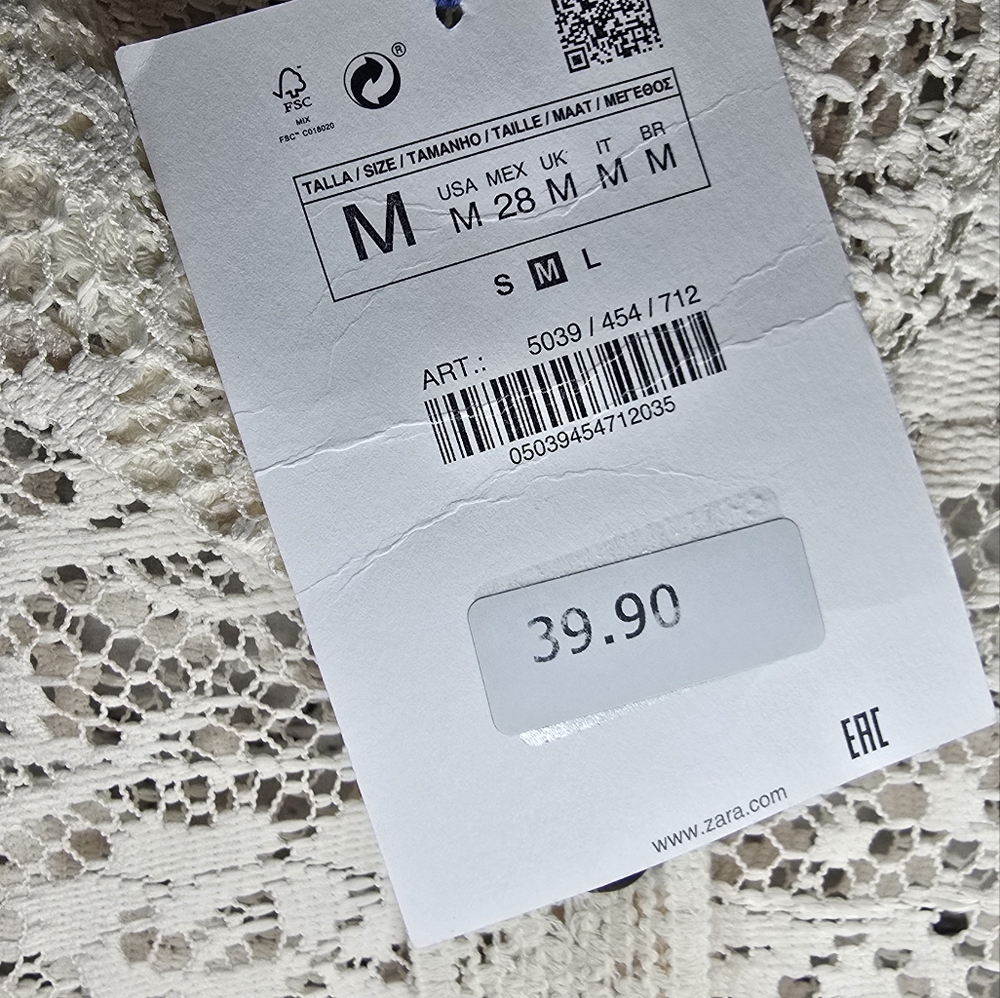 Zara Ecru Lace Collard Blouse Top Size Medium - Picture 6 of 7
